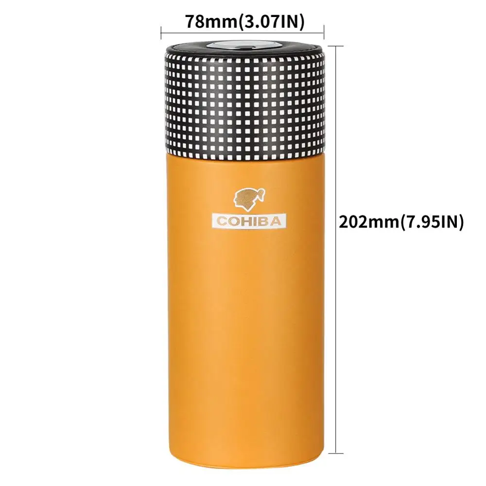 Kopen COHIBA Lederen Travel Humidor Sigaar Doos Cederhout Draagbare Sigaar Case Jar W Luchtbevochtiger Hygrometer Humidor Box Fit 5 cuba Sigaren