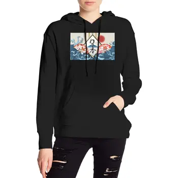 

Woman's Sweatshirts Korean Female Hooded Pullovers Hoodies WomenJapan Traditional Wave Fuji Mountain Maples And Sakura