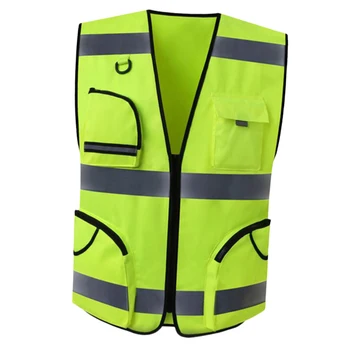 

Reflective Vest Safety Sleeveless Waistcoat With Zipper Yellow B