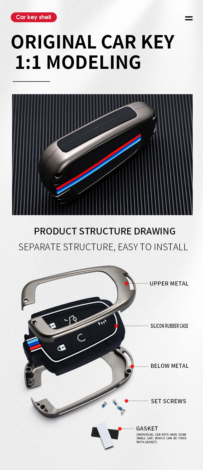 Portachiavi in lega di zinco Cover Shell Holder per Cadillac CTS XTS SRX ATS 2015-2018 CT5 XT5 XT6 Remote Key Car Styling Car Key Case - Ha501f3cf7c634a9d8a4d4deeb29ac174w