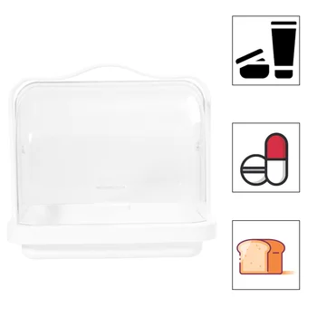 

1PC Transparent Cosmetics Storage Box Plastic Handle Portable Pill Box for Home Dorm Organization