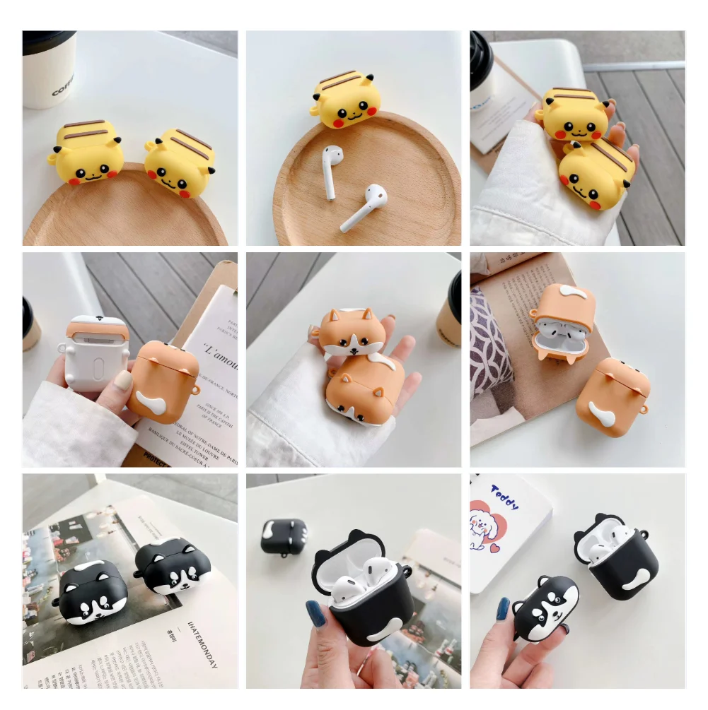 

Cartoon Earphone Cases for Airpods Pro Case Corgi Case for Apple Airpods 1/2 Silicone Cover Accessories with Keychain