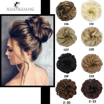 

XUANGUANG Women Hair Bun Elastic Scrunchie Chignon Donut Curly Hair Rope Rubber Band Synthetic Wrap Ponytail