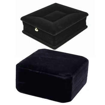 

1 x Velvet Necklace Chain Jewelry Display Storage Box Black & 1x Flannel Bracelet Presentation Gift Box