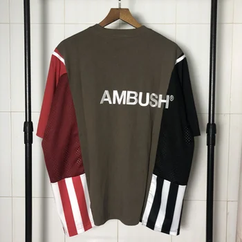 

Oversize AMBUSH T-shirt Men Women Summer Patchwork Stitched Tee Tops High Quality Embroidery Logo AMBUSH T shirt