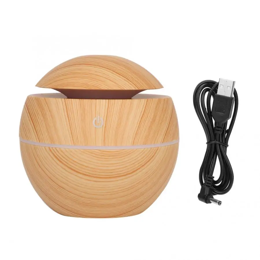 Light Wooden Grain Круглой формы USB Перезаряжаемые увлажнитель, арома-диффузор Воздухоочистители - Цвет: Light Wooden Grain