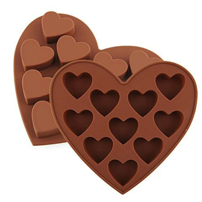 

2PCS Silicone 10 Heart Shaped Chocolate Mold Ice Molds Lattice Candy Moulds Handmade DIY Soap Kitchen Accessories Tools