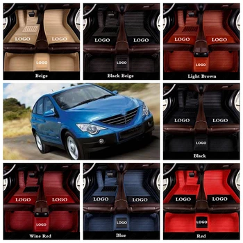 

Luxury Leather Car Floor Mats for SsangYong ChairmanTivoli Kyron Rexton Korando Rodius ActYon Custom Automotive Foot Rugs Carpet