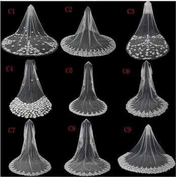 

Wedding Veil Lace Edge Cathedral Appliques Long One Layer Soft Tulle Bridal Veil Wedding Accessories TS288