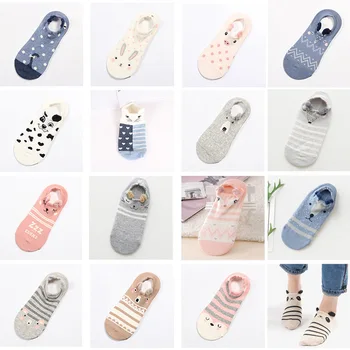 

Spring And Summer Women's Boat Socks Ankle Socks Light Color Socks Harajuku Style Cute Cartoon Socks Breathable Cotton Socks
