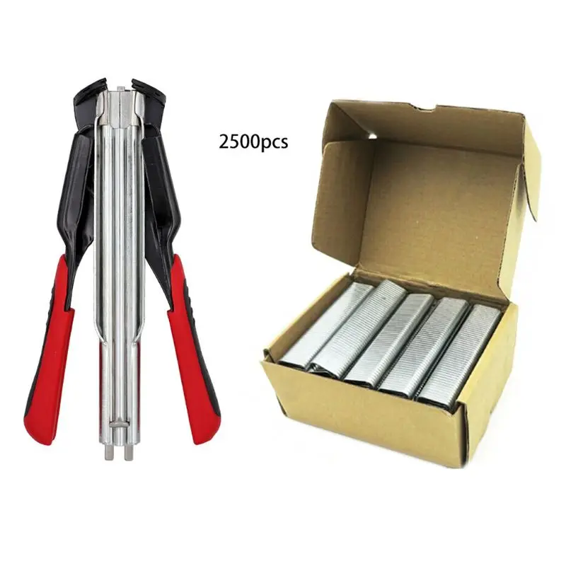 

Poultry Cage Clamp Hog Ring SR8 Hog Ring Gun & C Type 2500 Stainless Steel C Clips Cage Fencing Nailer Pliers 24BA