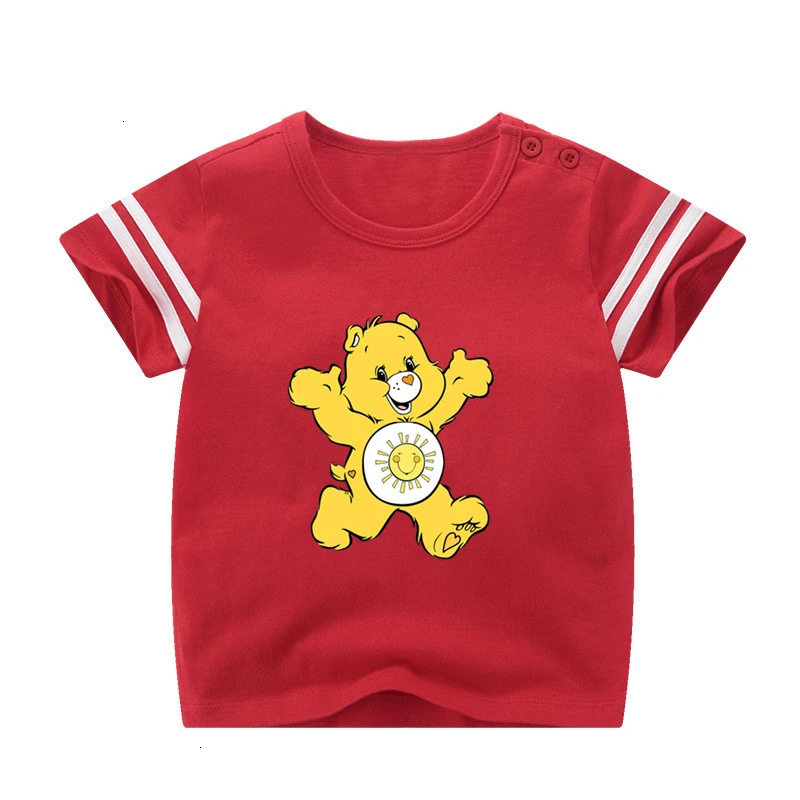 Для мальчиков или девочек, Care Bears с персонажами из мультфильмов, детская спортивная футболка из натуральной детская футболка для маленьких мальчиков летние топы с рисунком из аниме cartoonTees - Цвет: as picture
