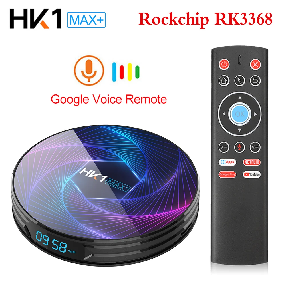  HK1 MAX Plus Octa Core Android 9.0 Smart TV Box 4GB 128GB 64GB 32GB RK3368PRO 1080P H.265 4K youtub