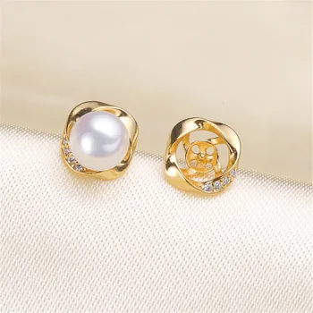 

HOT Pearl Earrings Mountings, DIY Earrings Findings Settings Jewelry 925 Sterling Silver Parts Fittings Drop Earrings Accessorie