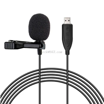 

USB Lavalier Microphone Clip on Collar Condenser Lapel Mic Microphone for PC Desktop Computer Smart Phones