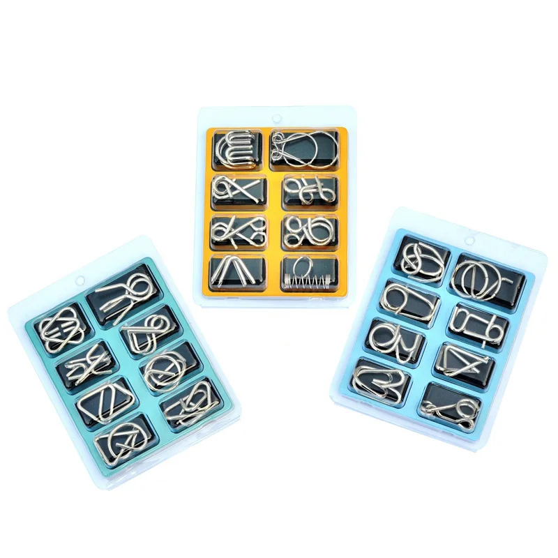 

toy 8Pcs/Set 3D Metal Puzzle Mind Brain Game Toy Children Adults Interactive Anti-Stress Funny Game Montessori Educational Toys