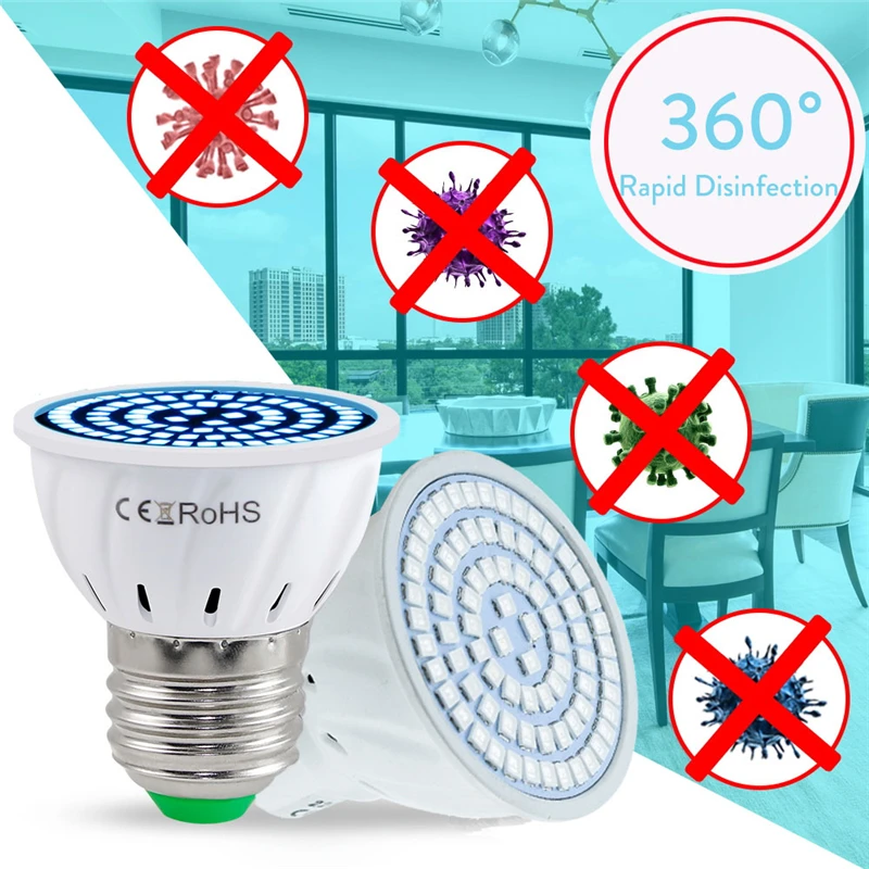 6W 9W 12W 15W E27 UV Desinfection Lamp MR16 LED Sterilizer Lamp GU10 LED UVC Germicidal Bulb 110V 220V Ultraviolet Light uv disinfection lamp uv sterilization lamp