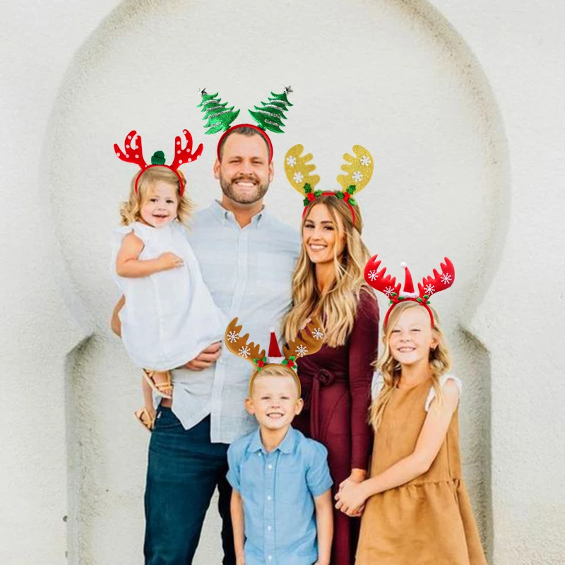 Christmas Headband Reindeer Xmas Tree Headwear Hair Band Decorations Children Christmas Costume Party New Year Navidad gift