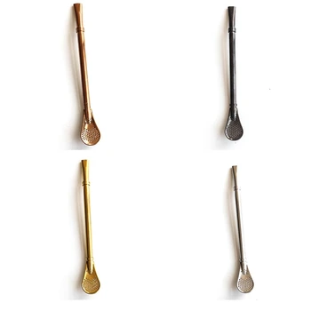 

4PCS Multifunctional 304 Stainless Steel Straw Tea Filter Coffee Stirring Spoon Beverage Accessories-Dropship