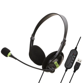 

Telephone Headset USB with Microphone Noise Cancelling Computer PC Headset Call Center Telephone Headset