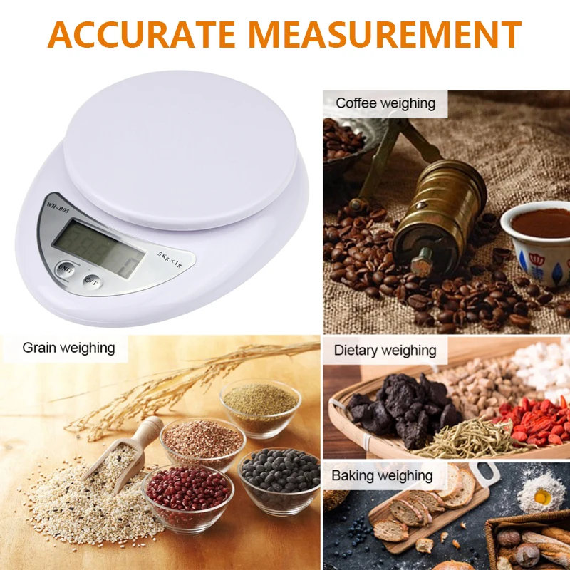 Кухонные принадлежности цифровые весы 5 кг электронные с ЖК дисплеем кухонные