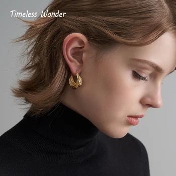 

Timeless Wonder Brass Retro Geo Swirl Leaf Drop Earrings Women Jewelry Punk Gothic Designer Boho Ins Top Trendy Runway Cute 3331