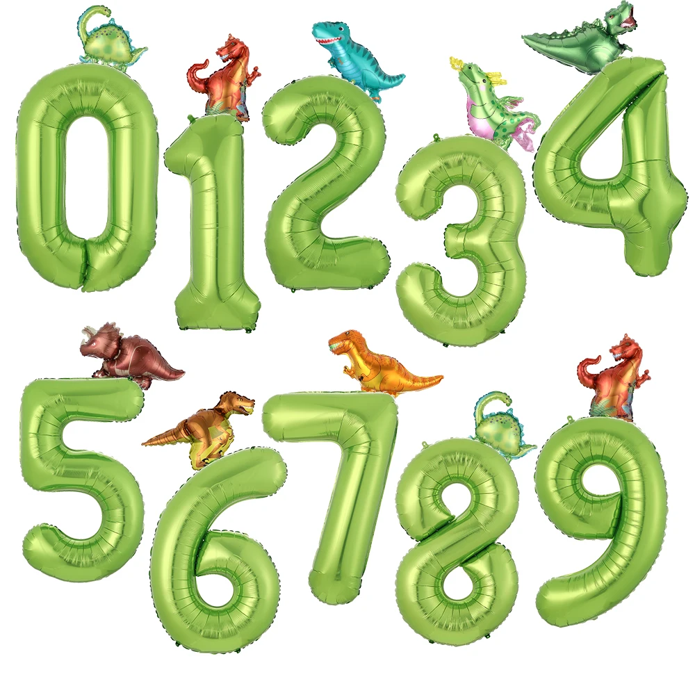 

40inch Dinosaur Party Big Number Foil Balloon Jungle Party Helium Balloon Boy Baby Shower Birthday Globos Decorations