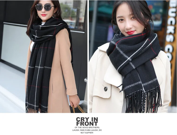 

New autumn and winter Plaid Scarf women's winter Cashmere Shawl Korean version with thickened warm neck