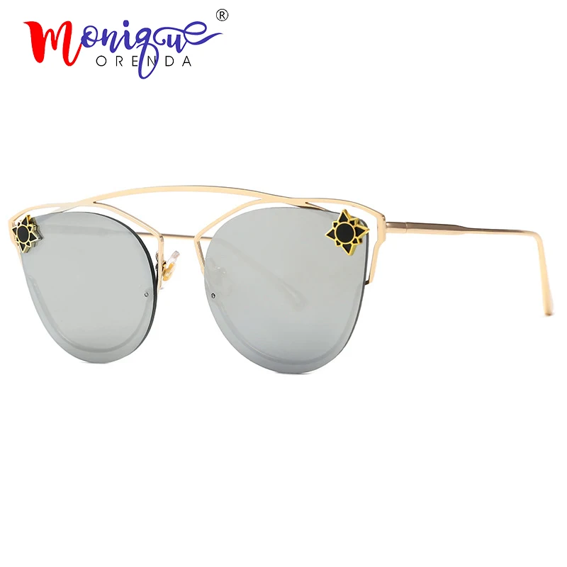 Luxury designer cat eye sunglasses women vintage metal gradual sun glasses for women mirror retro oculos de sol gafas UV400
