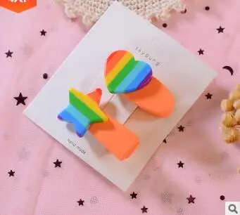 5 60 компл./лот 2 шт./компл. DIY мульти простые ABS Радуга пятиконечные звезды любящие сердца волосы утка клип костюмы взрыва шпильки для волос Инструменты для укладки волос аксессуары HA1174 - Цвет: 5
