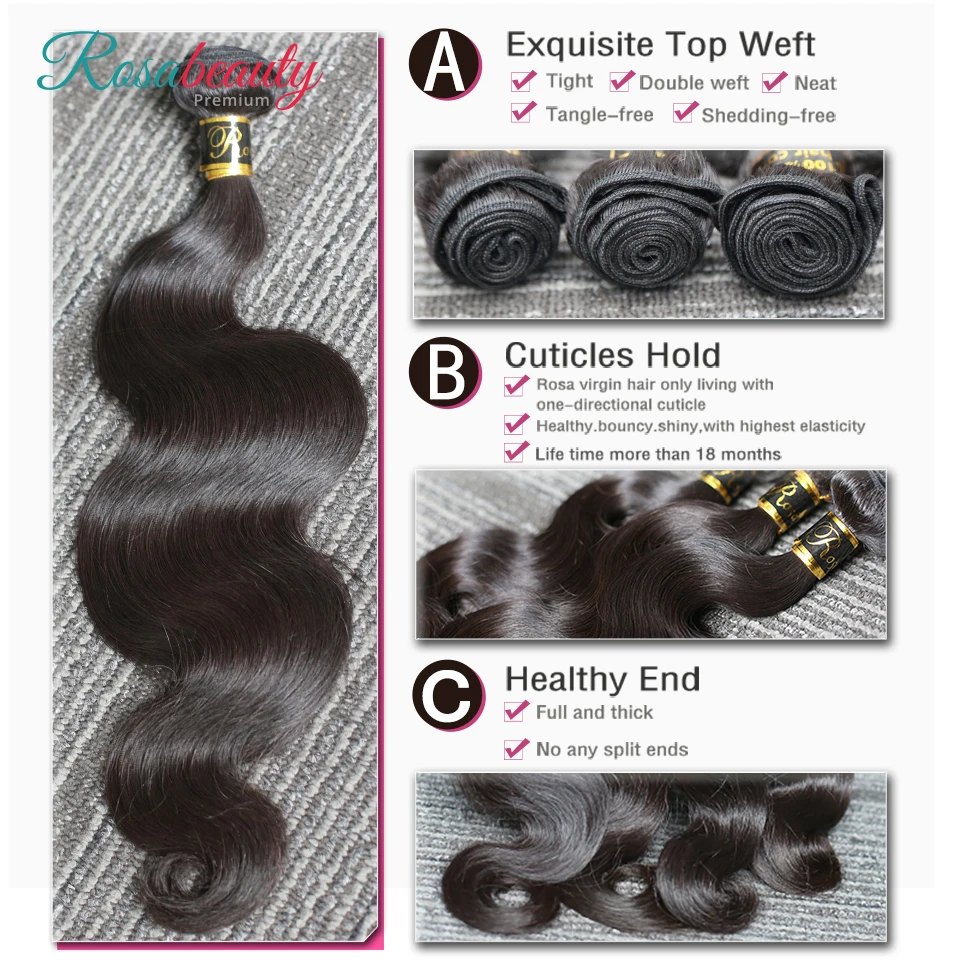 [Rosabeauty] OneCut волосы для тела волна 8-28 30 32 дюймов H бразильские необработанные волосы натуральный цвет человеческие волосы ткачество 4 пучка предложение
