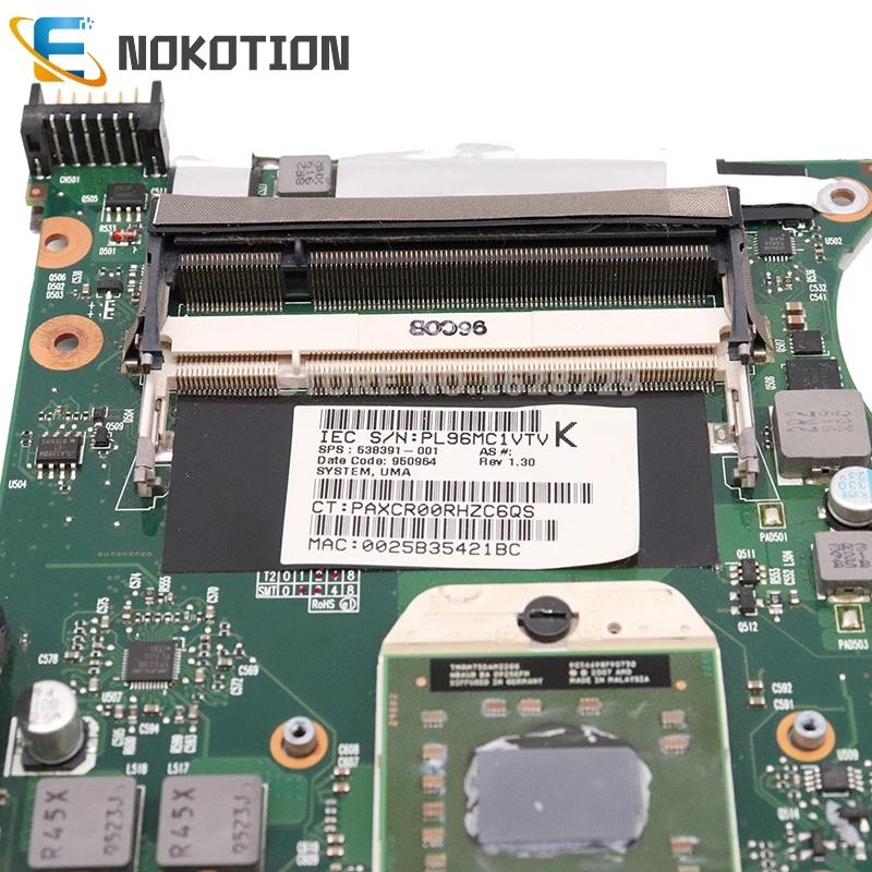 NOKOTION 538391-001 для hp compaq 515 615 CQ515 CQ615 материнская плата для ноутбука Разъем S1 DDR2 Бесплатный процессор