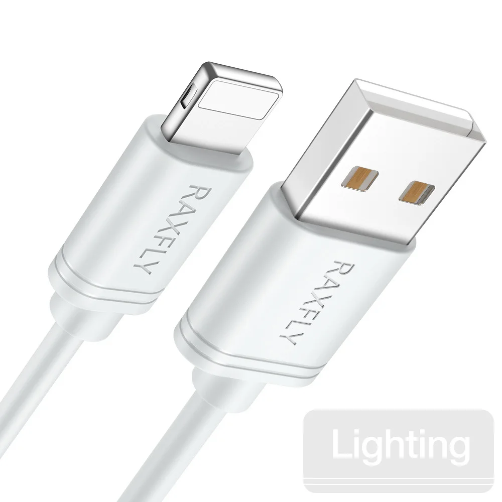 RAXFLY ПВХ USB кабель для iPhone X XS 8 Plus iPad 2.4A Быстрая зарядка кабель Micro usb type C для samsung Xiaomi телефон зарядное устройство Шнур - Цвет: For iPhone White