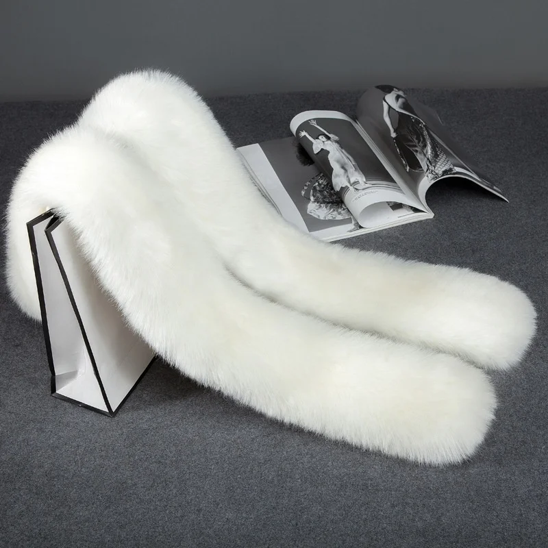 Дамский модный зимний шарф из искусственного меха, женский длинный шарф, плюшевый теплый шарф, один размер 180X15 см(70X5,9 дюйма - Цвет: Белый