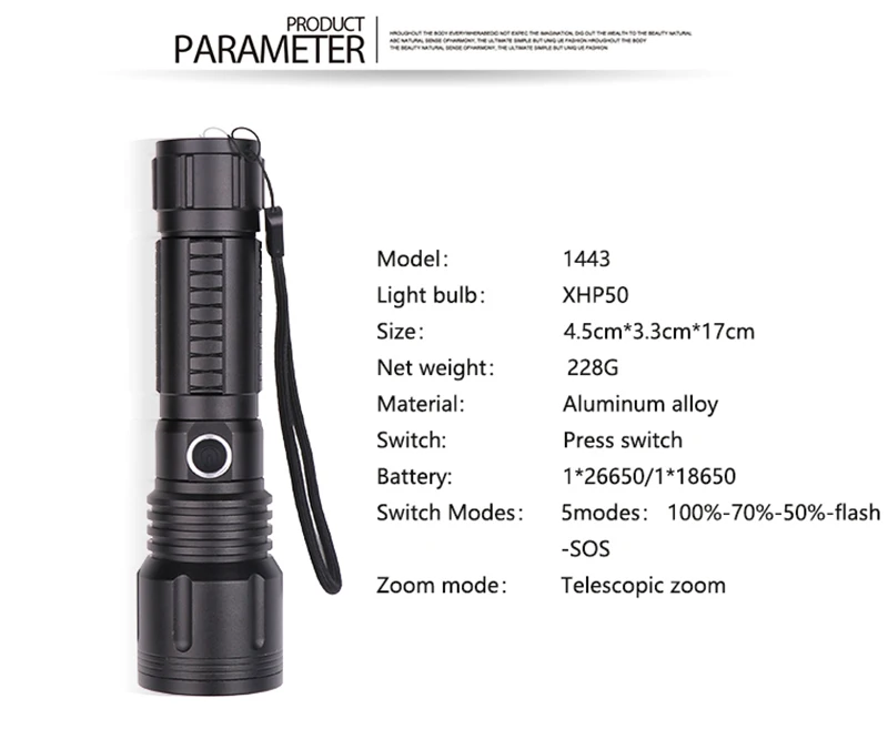Litwod Z401446 50000LM XHP70.2 светодиодный фонарик CREE XHP50 высокомощный тактический Водонепроницаемый фонарь 18650 26650