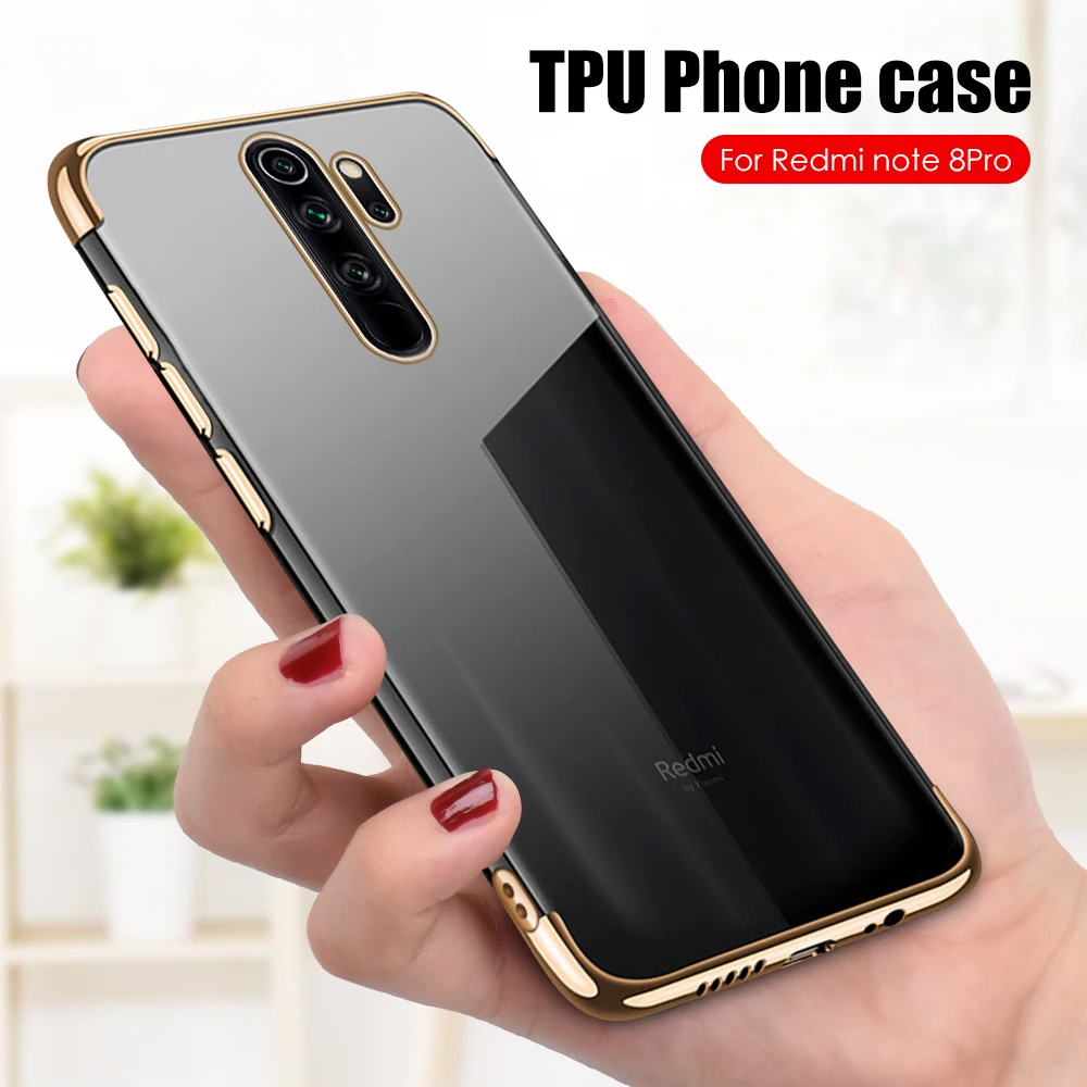 Мягкий прозрачный чехол из ТПУ Для Xiaomi Note 7 Pro 8 с гальваническим покрытием для Redmi