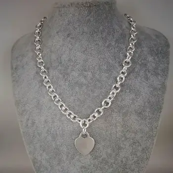 

925 heart sterling silver necklace. Beautiful original classic logo, charming jewelry, a gift for lovers.