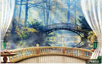

Custom photo mural 3d wallpaper European style arch bridge balcony lake blue sky blue water home decor wallpaper for walls 3 d
