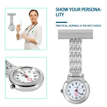 

Nurse Pocket Watch Stainless Steel Arabic Numerals Quartz Brooch Doctor Fob Watches Unique Portable Useful Simple