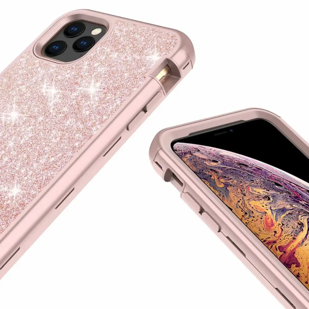 360 Полный Блестящий Гибридный бронированный чехол для iPhone 11 11 Pro MAX PC силиконовый бампер для iPhone XS MAX XR 7 8 Plus чехол противоударный