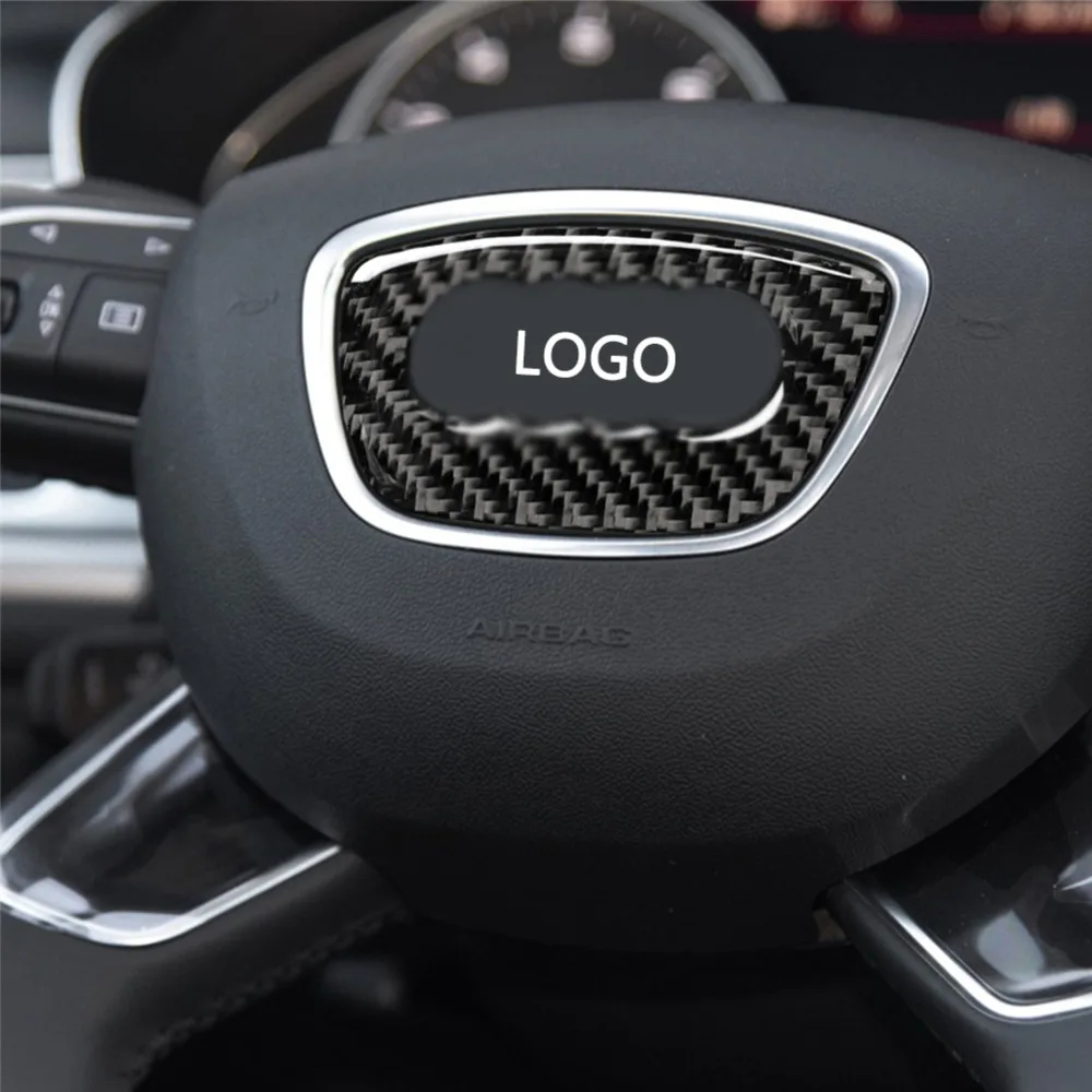 Carbon Fiber Car Steering Wheel Ring Trim Sticker Logo Decals Cover Decoration For Audi A3 8V A4 B8 Q3 Q5 8R Q7 SQ7 Auto Styling (6)