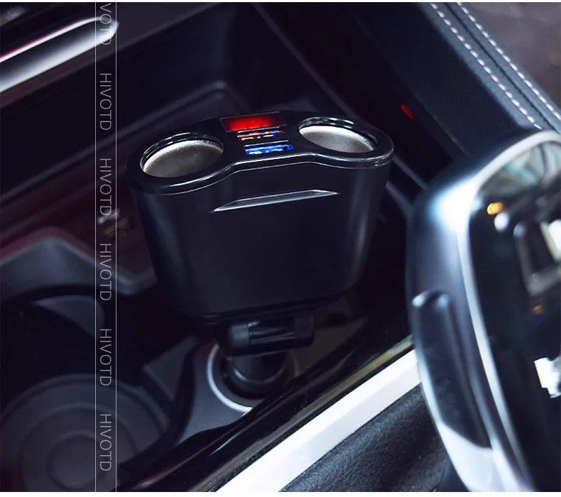 Hivotd автомобильный прикуриватель, аксессуары для салона автомобиля, 2 USB порта, автомобильное зарядное устройство, 12~ 24 В, штепсельная розетка, адаптер, светодиодный дисплей, Стайлинг автомобиля