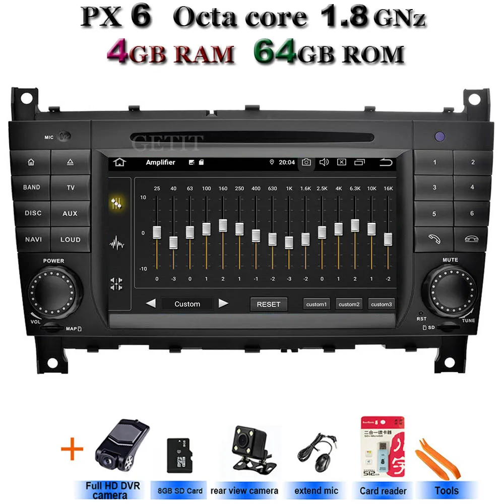 PX6-Cams 5USB DSP ips Android 9,0 2 Дин Радио DVD плеер для Mercedes Benz/W203 W209 W219 W169 A160 C180 C200 C230 C240 CLK200 CLK22 - Цвет: PX6-Cams