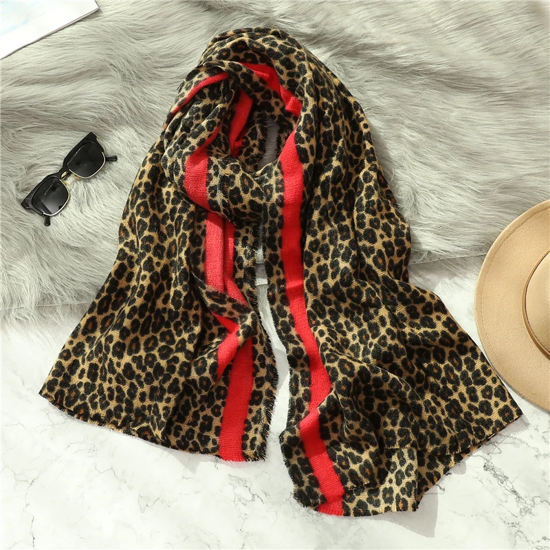 Winter Warm Women Scarf Fashion Animal Leopard Print Lady Thick Soft Shawls and Wraps Female Foulard Cashmere Scarves Blanket - Color: c5