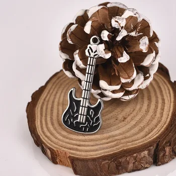 

Stainless Steel Guitar Shaped Charm For DIY Christmas Gifts Key Chains Pendants Hip Hop Jewelry Making