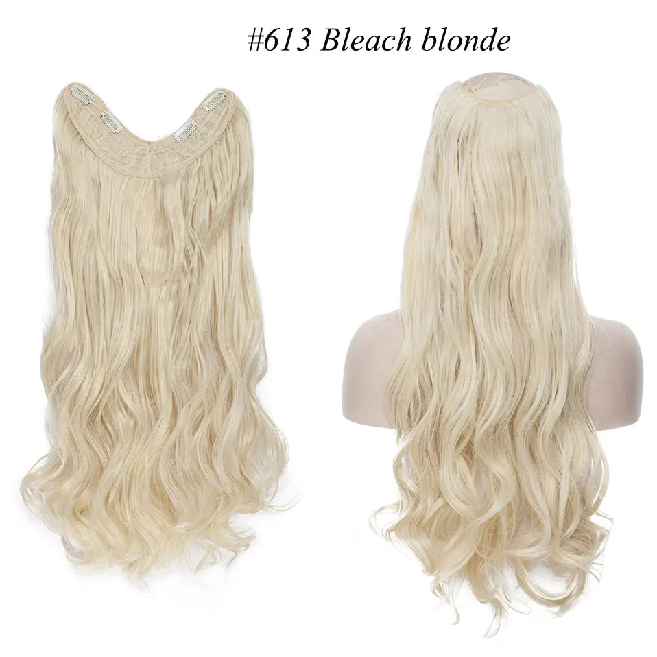 bleach blonde S-noilite 24 дюйма длинные прямые заколки в одном куске для наращивания волос Синтетические заколки в волосах черный коричневый поддельные шиньоны для женщин - Цвет: bleach blonde