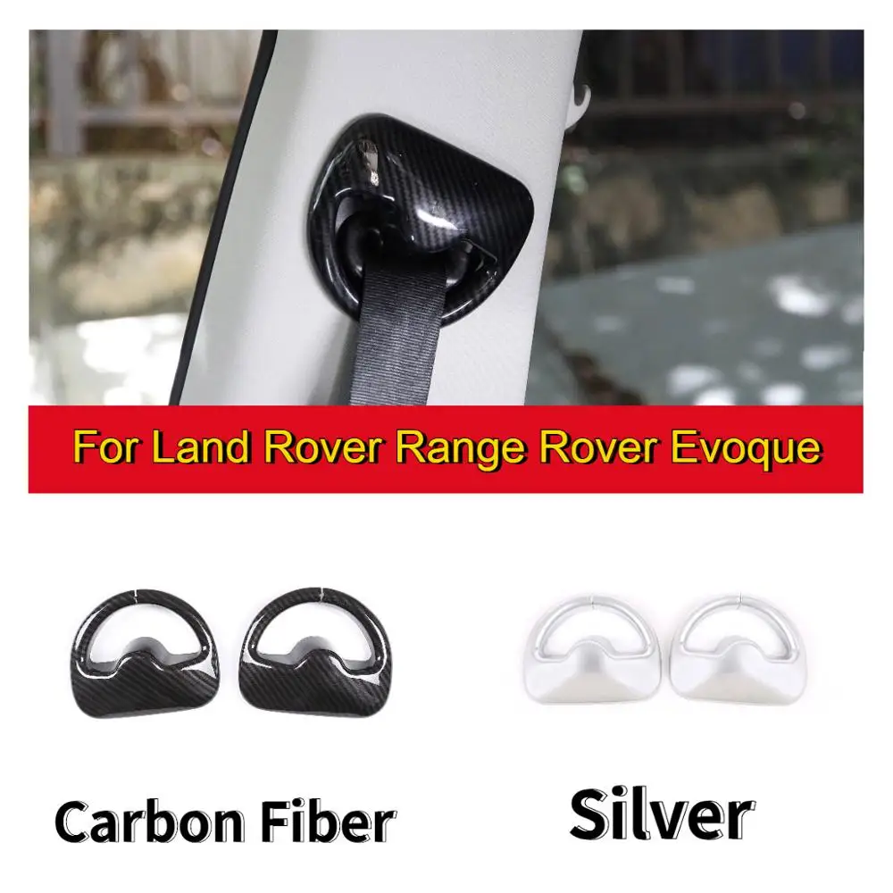 Car Accessories For Land Rover Range Rover Evoque 2019-20 ABS Chrome/Carbon Fiber Texture Car Safety Belt Cover Trim Accessories 1