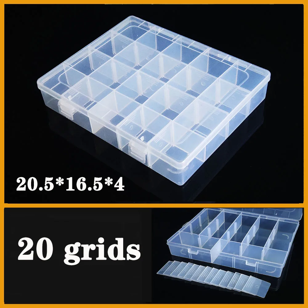 Контейнер пластиковый ящик-органайзер практичный регулируемый отсек для ювелирных изделий серьги из бисера винт держатель Чехол Дисплей Чехол strage box - Цвет: L-20-grids-20x16.5x4