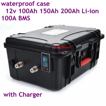 

Waterproof 12v 100Ah 150ah 200ah lithium battery li-ion lipo High capacity ander plug for Outdoor Xenon lamp + 10A charger