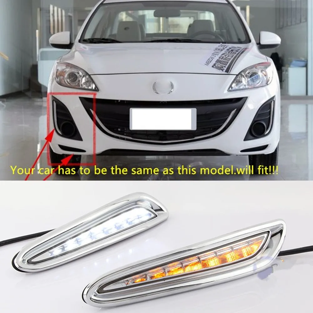 適用: マツダ MAZDA3 10-13 LED DRL フォグ ランプ デイタイム ランニング 高光度 ガイド ライト 35W ホワイト 5500K AL-HH-0816 AL Direct Fit White LED Daytime Running Lights DRL For 2010-13 Mazda3  Mazdaspeed3